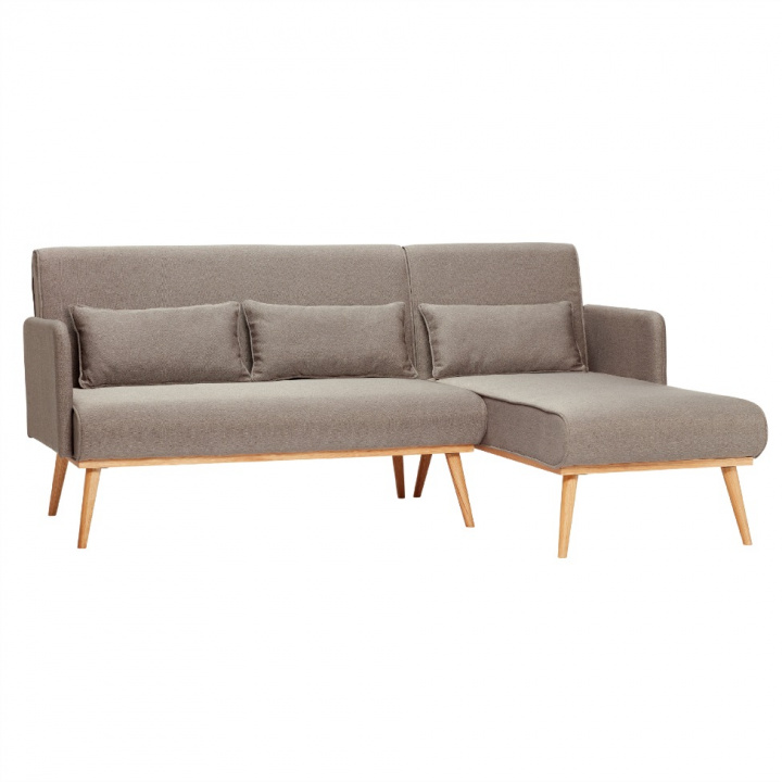 3sits-soffa med divan - Ljusgr/tyg och ek i gruppen hos Reforma (100202)