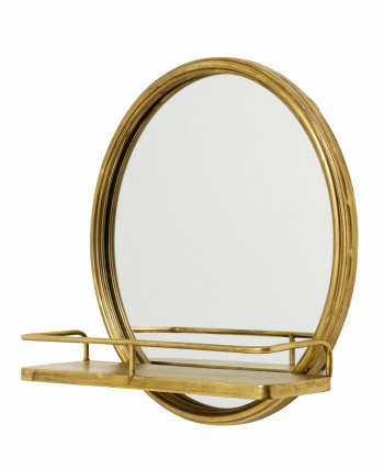 Spegel med hylla - Metall Guld