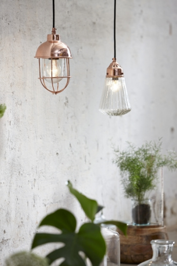 Lampa koppar - Glaskupa och metallnt