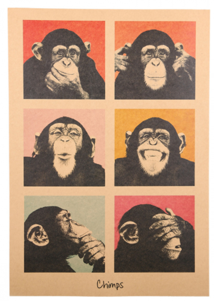Poster - Vintage Gorilla i gruppen hos Reforma (Poster-gorilla)