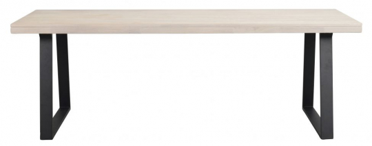 Matbord 'Brooklyn' 220x95cm - Vitpigmenterad/Svart U-ben