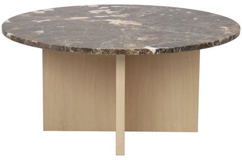 Soffbord 'Brooksville' Runt 90cm - Brun/Vitpigmenterad
