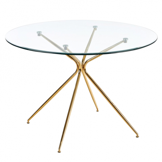 Matbord 'Rondo' Runt 110cm - Transparent/Guld 