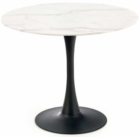 Matbord 'Ambrosio' Runt 90cm - Vit/Svart 