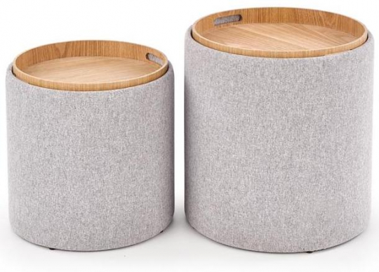 Sittpuff/Sidobord 'Aviko' 2/Set - Grå