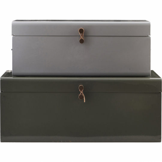 2-pack förvaringslådor 'Metal' - Grå/Grön