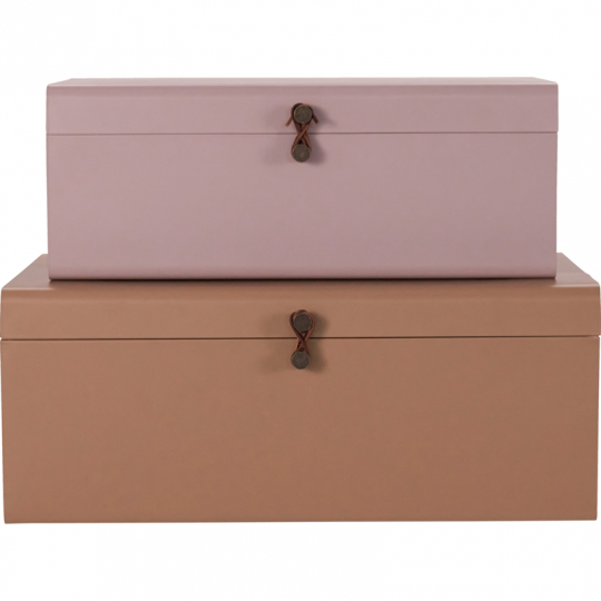 2-pack förvaringslådor 'Metal' - Beige/Rosa