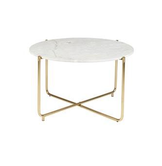Soffbord 'Timpa' Runt 70cm - Marmor/Guld