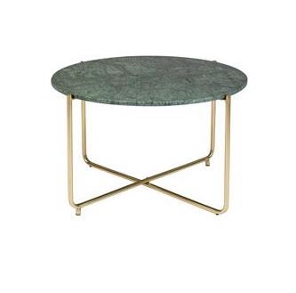Soffbord 'Timpa' Runt 70cm  - Grön marmor/Guld