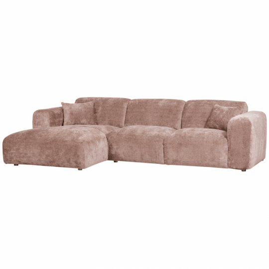 Soffa ‘Cloud’ 3-sits schäslong vänster - Brungrå/Rosa