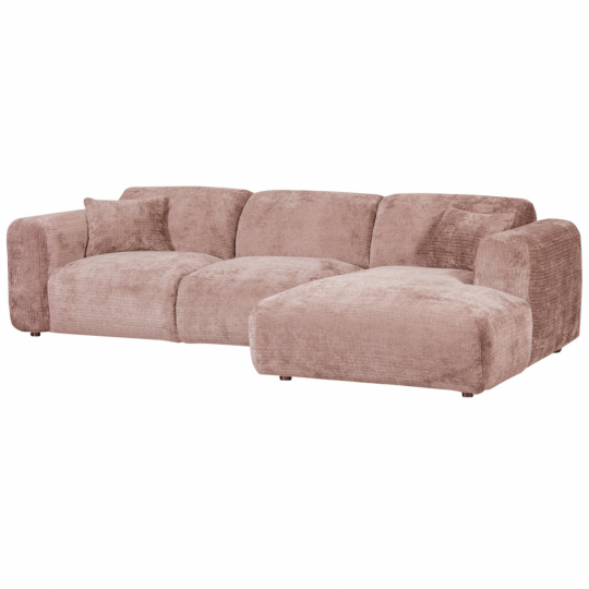Soffa ‘Cloud’ 3-sits schäslong höger - Brungrå/Rosa