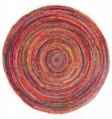 Rund matta 'Flätan' 120cm - Multifärgad