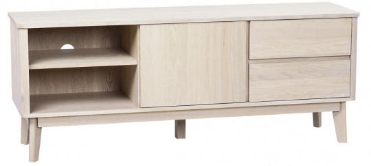 TV-bänk 'Yumi' - Vitpigmenterad Ek