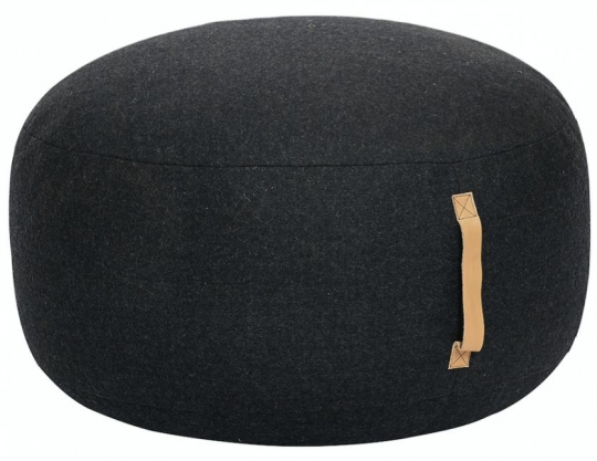 Sittpuff 'Mochi' - Svart med läderhandtag 