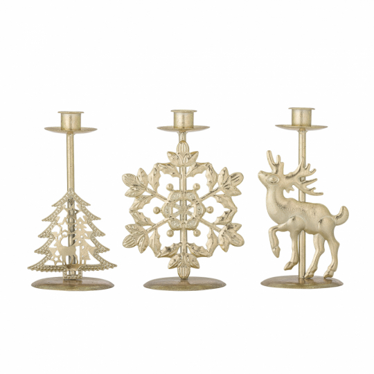 Ljusstake 'Sauda' 3-pack - Guld