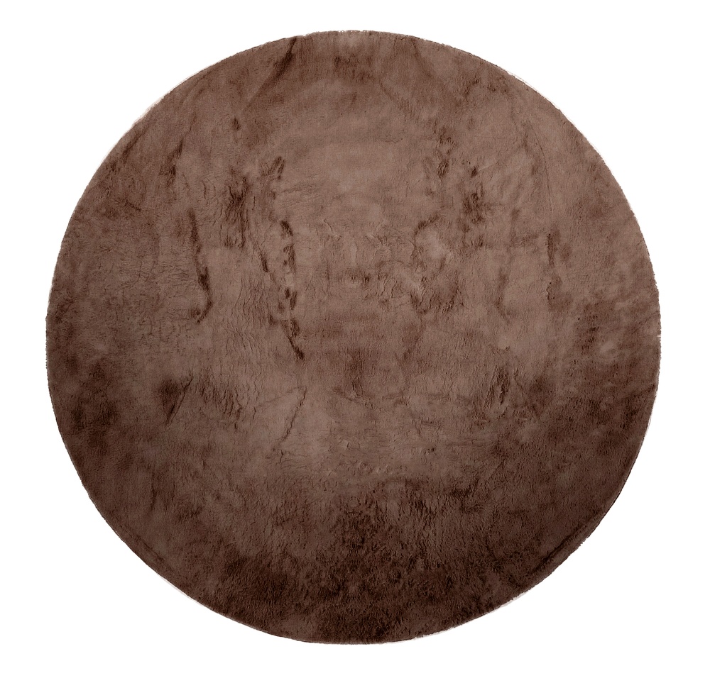 Rund matta 'Aranga Super Soft' - Mörk brun