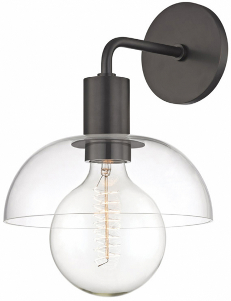 Vägglampa 'Glass Shade' - Svart