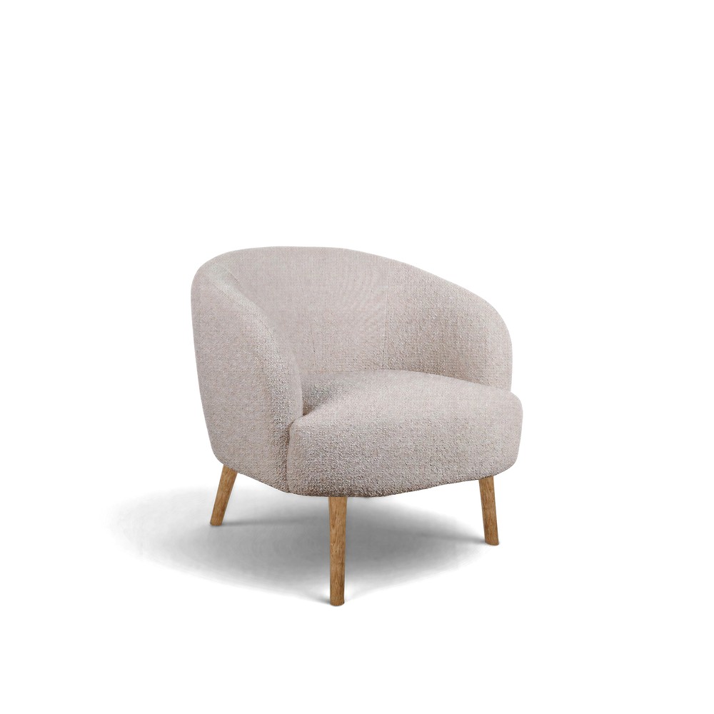 Fåtölj 'Capri' träben - Beige/Bouclé