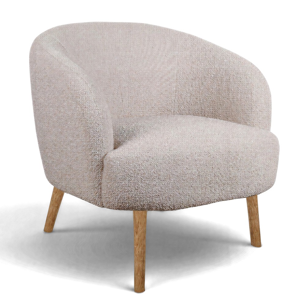 Fåtölj 'Capri' träben - Beige/Bouclé