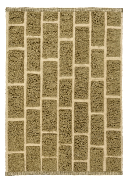 Ryamatta 'Leknes Handvävd Ull' - Grön