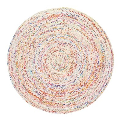 Rund Matta 'Flätan' 80cm - Vit/Multi