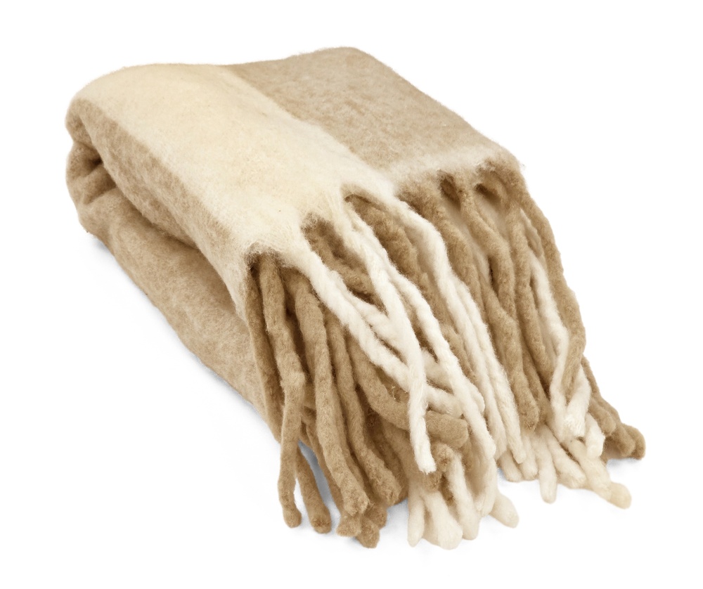 Pläd 'Beatriz Stripe' 130x170cm - Beige/vit