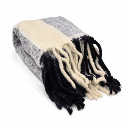 Pläd 'Beatriz Stripe' 130x170cm - Svart/vit