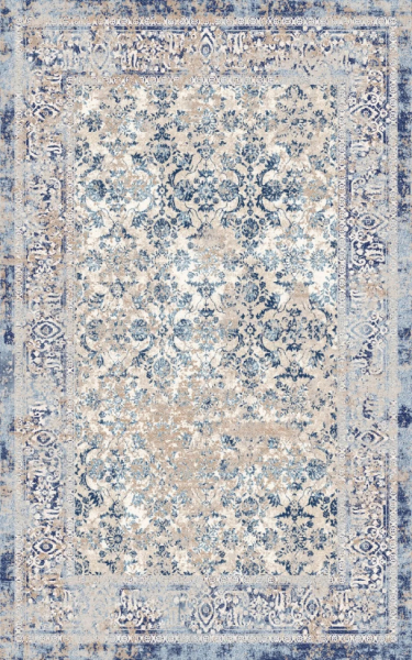 Wiltonmatta 'Denizli' 240x340cm - Blå