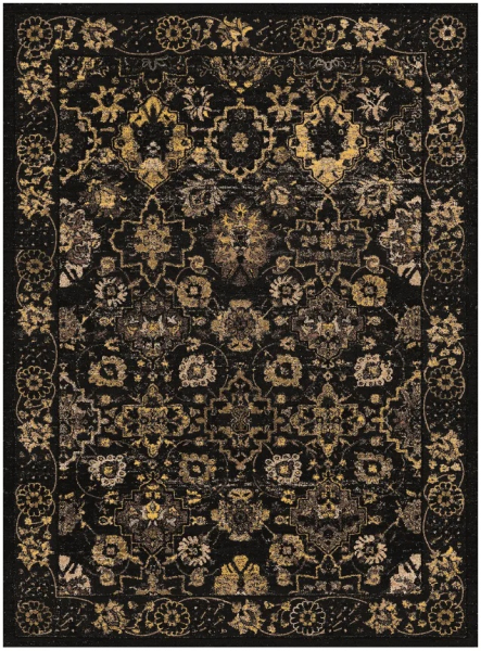 Wiltonmatta 'Fernana' 130x190cm - Svart/Guld