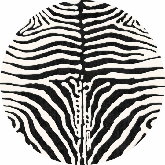 Rund matta 'Zebra' 240cm - Svart/Vit
