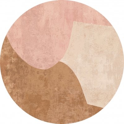 Rund Matta 'Lazio' 120cm - Beige/Rosa