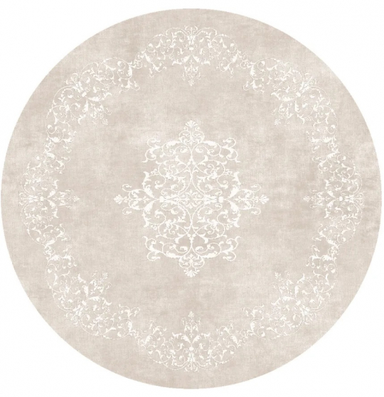 Rund Matta 'Santi' 240cm - Beige/Vit