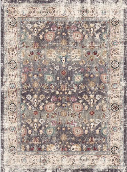 Wiltonmatta 'Bouhjar' 240x340cm - Grå/Multi