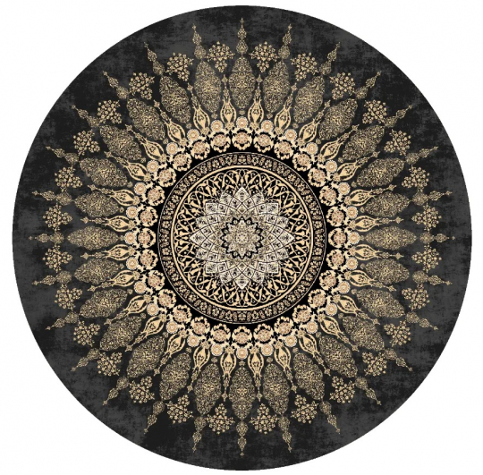 Rund matta ' Sandrigo' 200cm - Svart/Guld