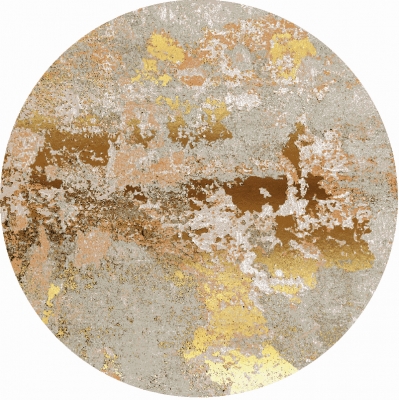 Rund Matta 'Elena' 340cm - Beige/Guld
