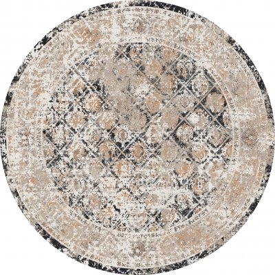 Rund Matta 'Douz' 200cm - Svart/Multi