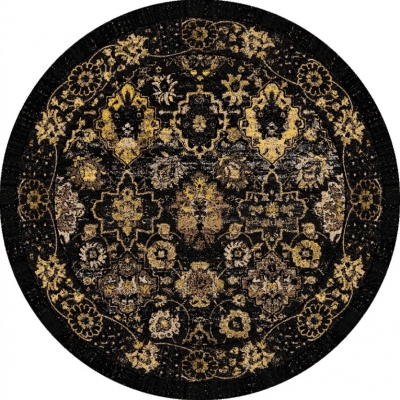 Rund Matta 'Fernana' 240cm - Svart/Guld