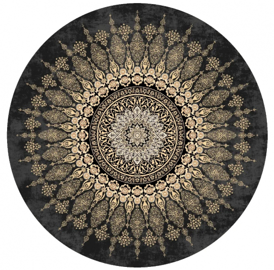 Rund matta ' Sandrigo' 240cm - Svart/Guld