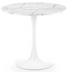 Matbord 'Lorca' Runt 80cm - Marmor/Vit