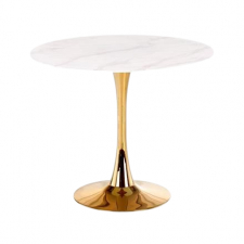 Matbord 'Navarra' Runt 90cm - Marmor/Guld