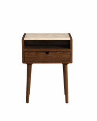 Sidobord 'Sapri' 45x60cm - Valnöt/Travertin