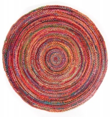 Rund matta 'Flätan' 120cm - Multifärgad