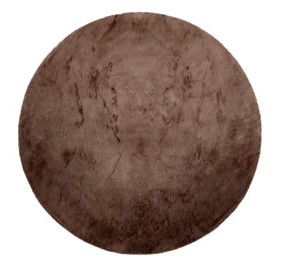 Rund matta 'Aranga Super Soft' - Mörk brun