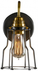 Vägglampa Vintage - Mässing/Stålnät