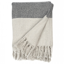 Pläd i återvunnen bomull 'Skiss' - Beige/Blå
