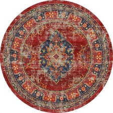 Rund Matta 'Soussi' 120cm - Röd/Multi