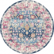 Rund Matta 'Bouhjar' 160cm - Blå/Rosa/Multi