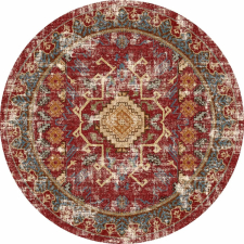 Rund Matta 'Idri' 240cm - Röd/Multi