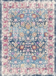 Wiltonmatta 'Bouhjar' 240x240cm - Blå/Rosa/Multi