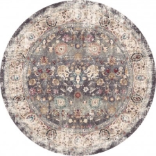 Rund Matta 'Bouhjar' 120cm - Grå/Multi